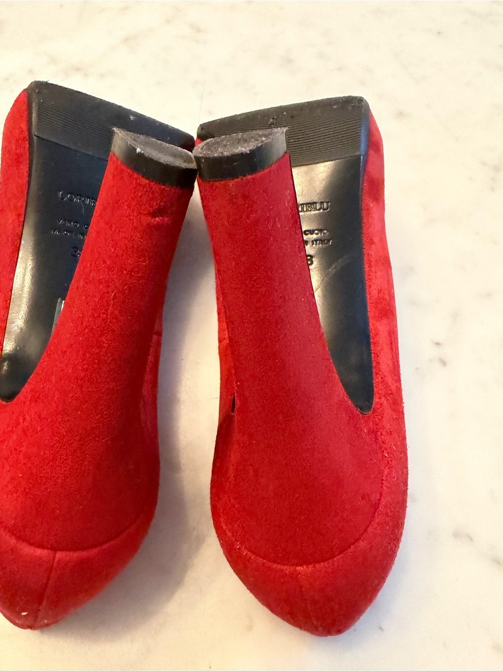 loriblu luxury Italian Designer Red‎ Suede Heels Size 38 - Picture 10 of 16